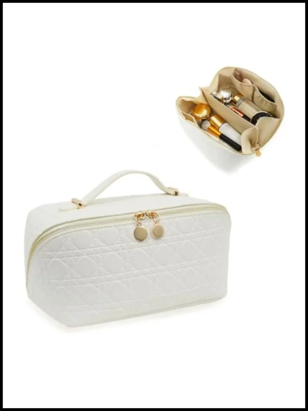Large Cosmetic Organizer Waterproof PU Leather Travel Makeup Bag